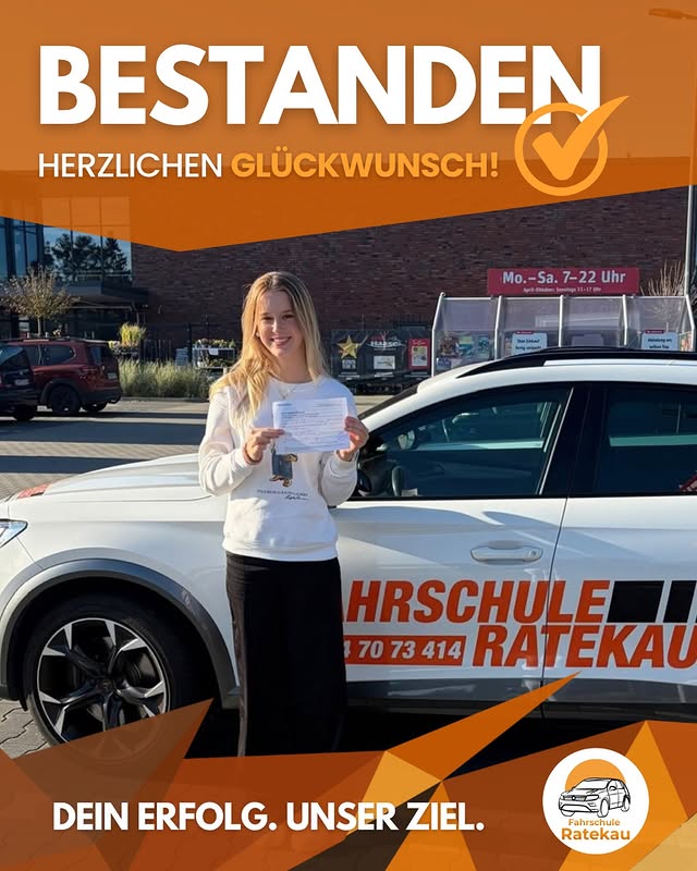 Instagram-Beitrag der Fahrschule Ratekau zur bestandenen Prüfung von Emelie